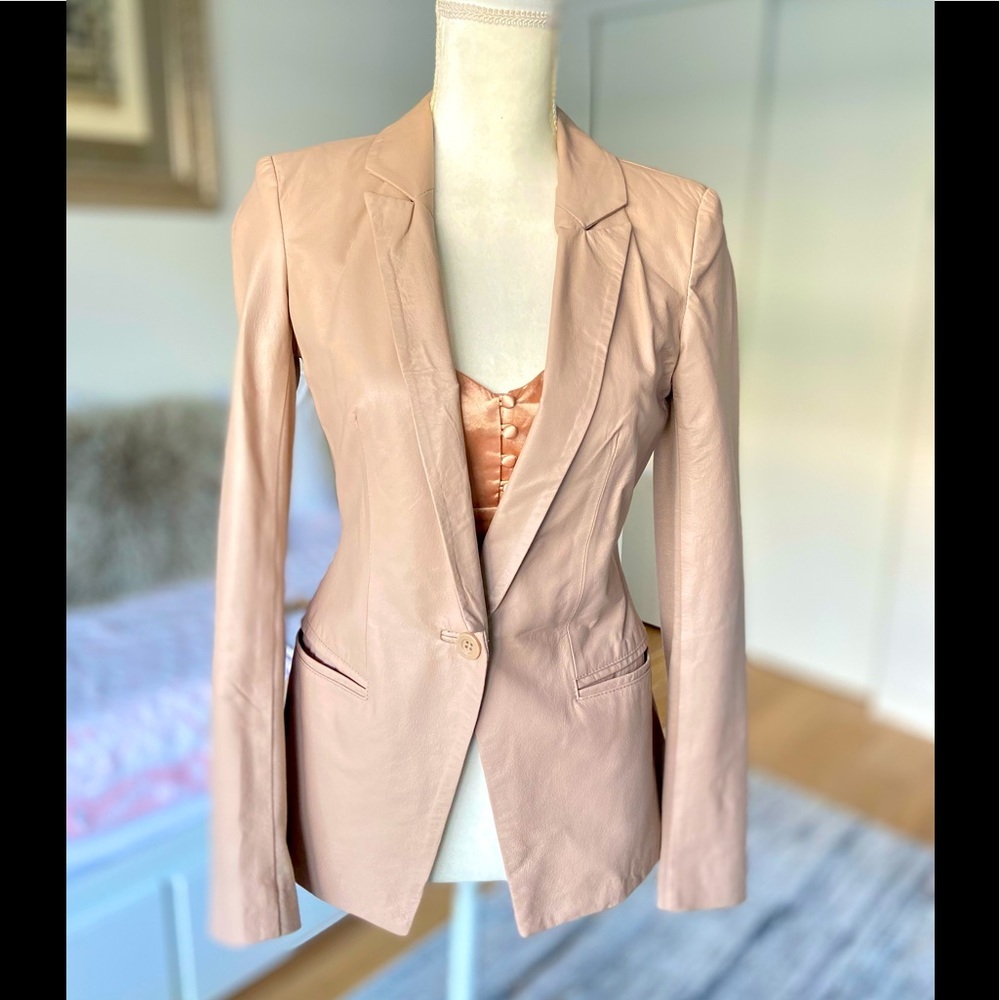 bebe Women's Leather Jacket in Blush Pink